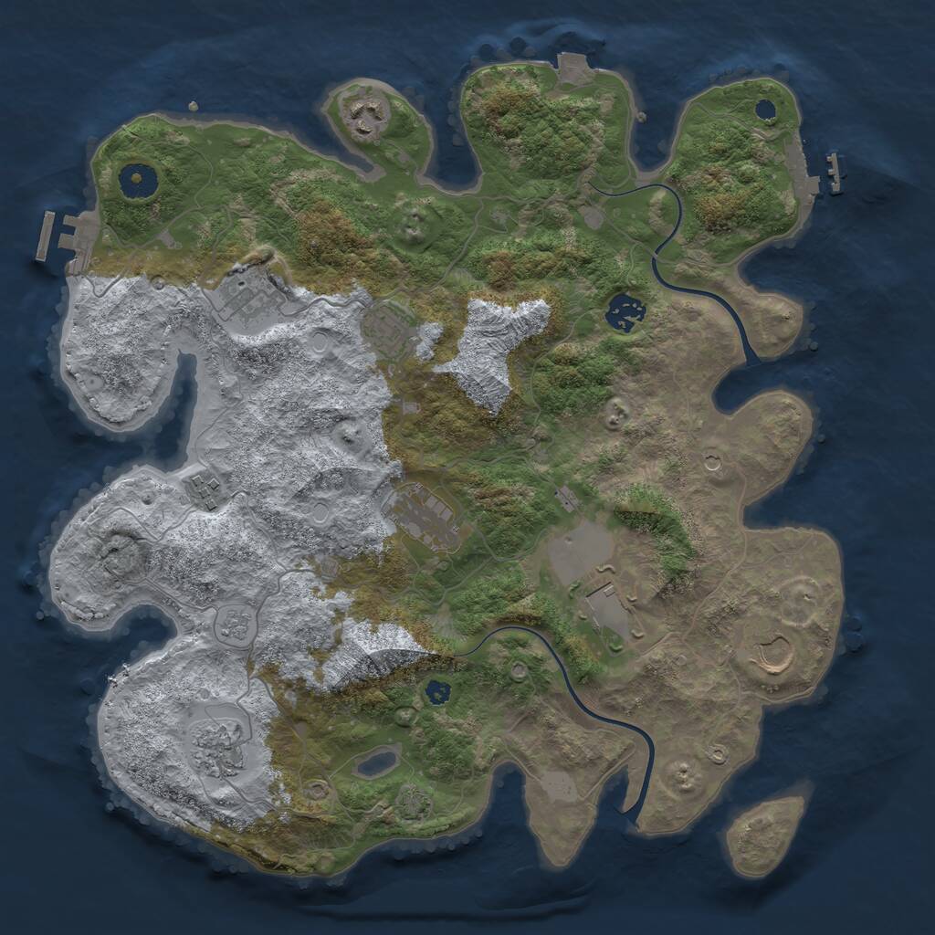 Rust Map: Procedural Map, Size: 3750, Seed: 27, 15 Monuments