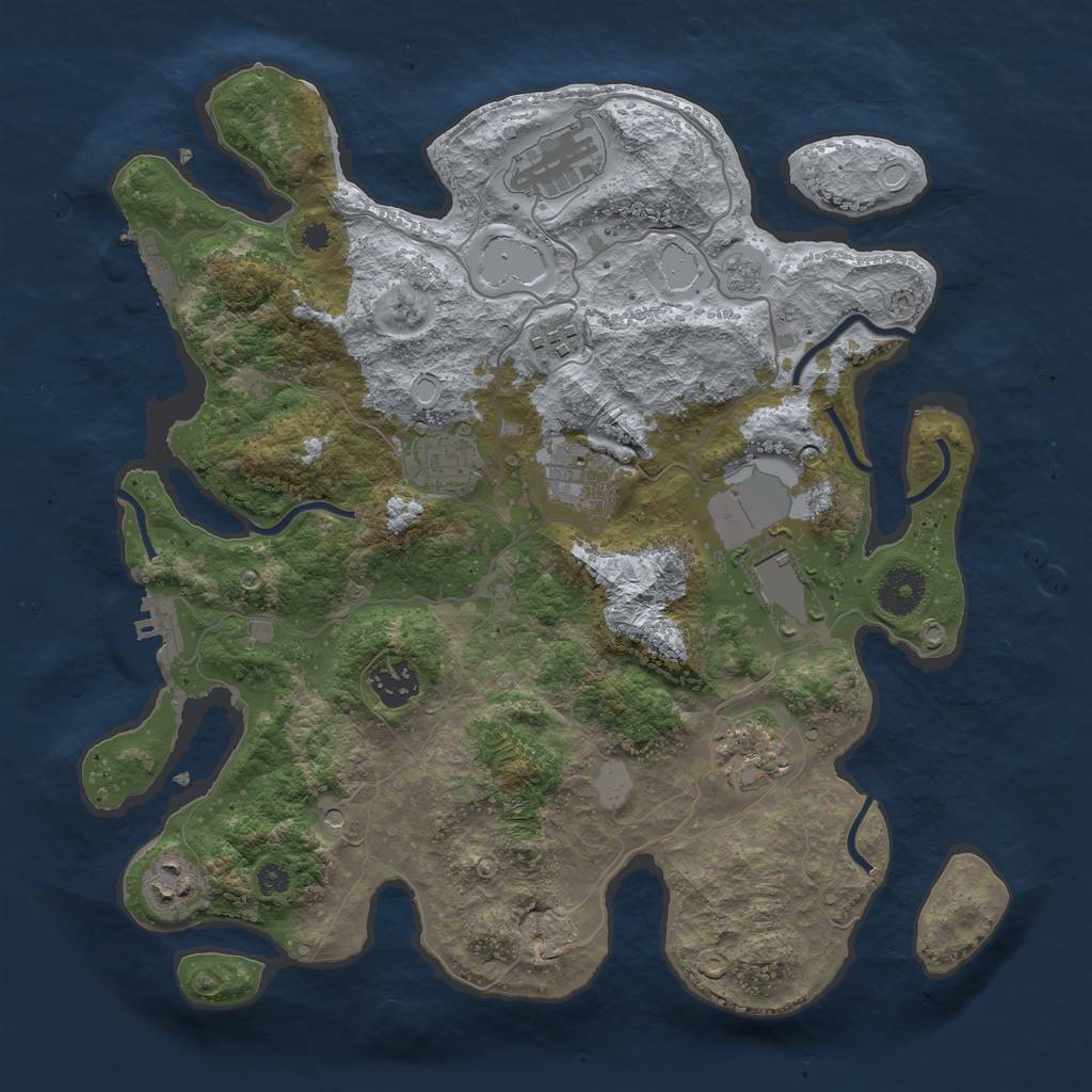 Rust Map: Procedural Map, Size: 3500, Seed: 5155, 17 Monuments