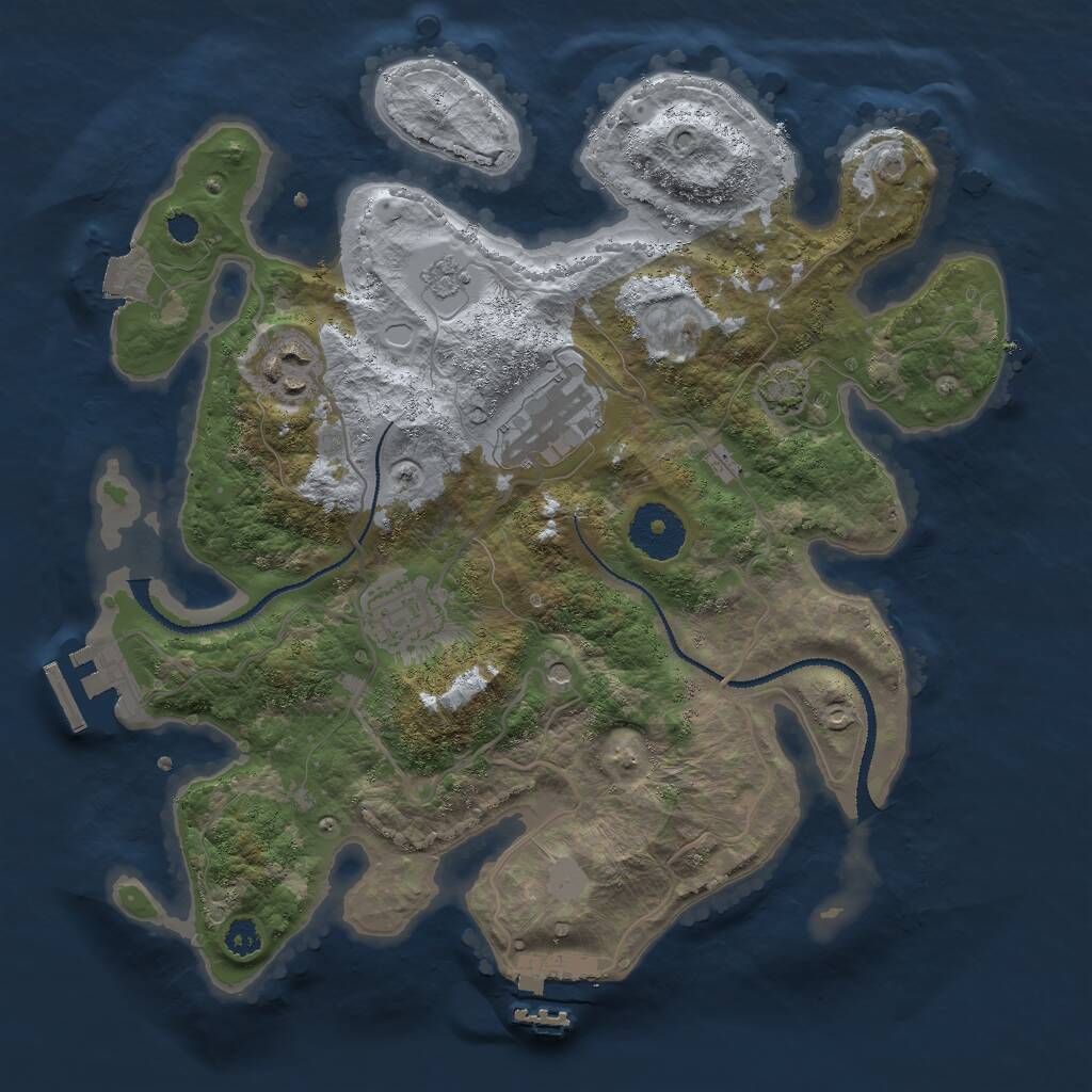 Rust Map: Procedural Map, Size: 3000, Seed: 197618668, 9 Monuments