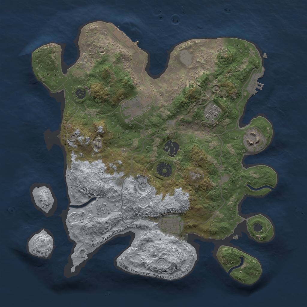 Rust Map: Procedural Map, Size: 3000, Seed: 33562, 14 Monuments