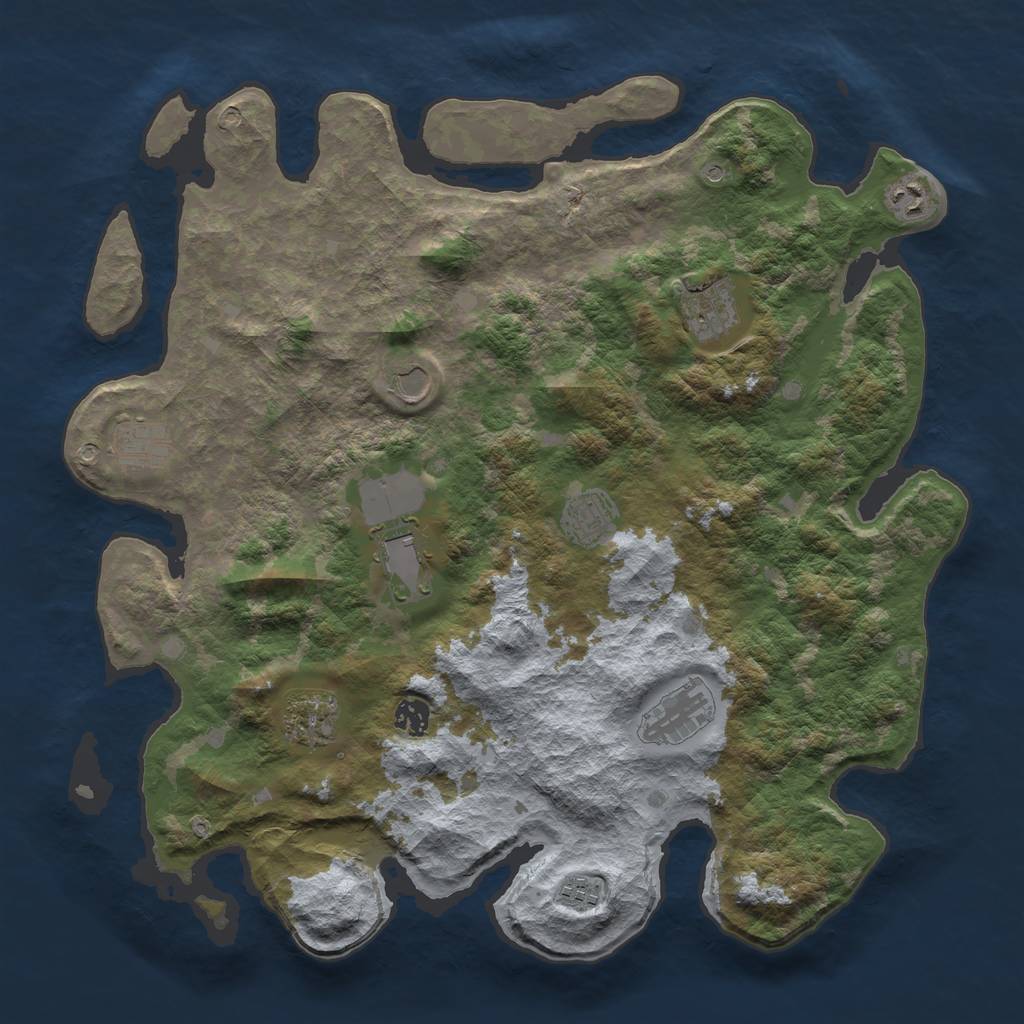Rust Map: Barren, Size: 4200, Seed: 3625, 13 Monuments