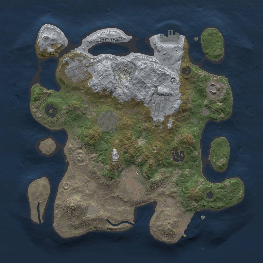 Rust Map: Procedural Map, Size: 3000, Seed: 51111541, 13 Monuments