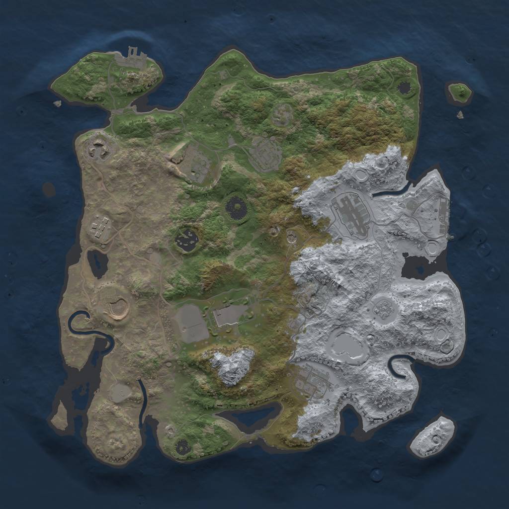 Rust Map: Procedural Map, Size: 3500, Seed: 16868, 16 Monuments