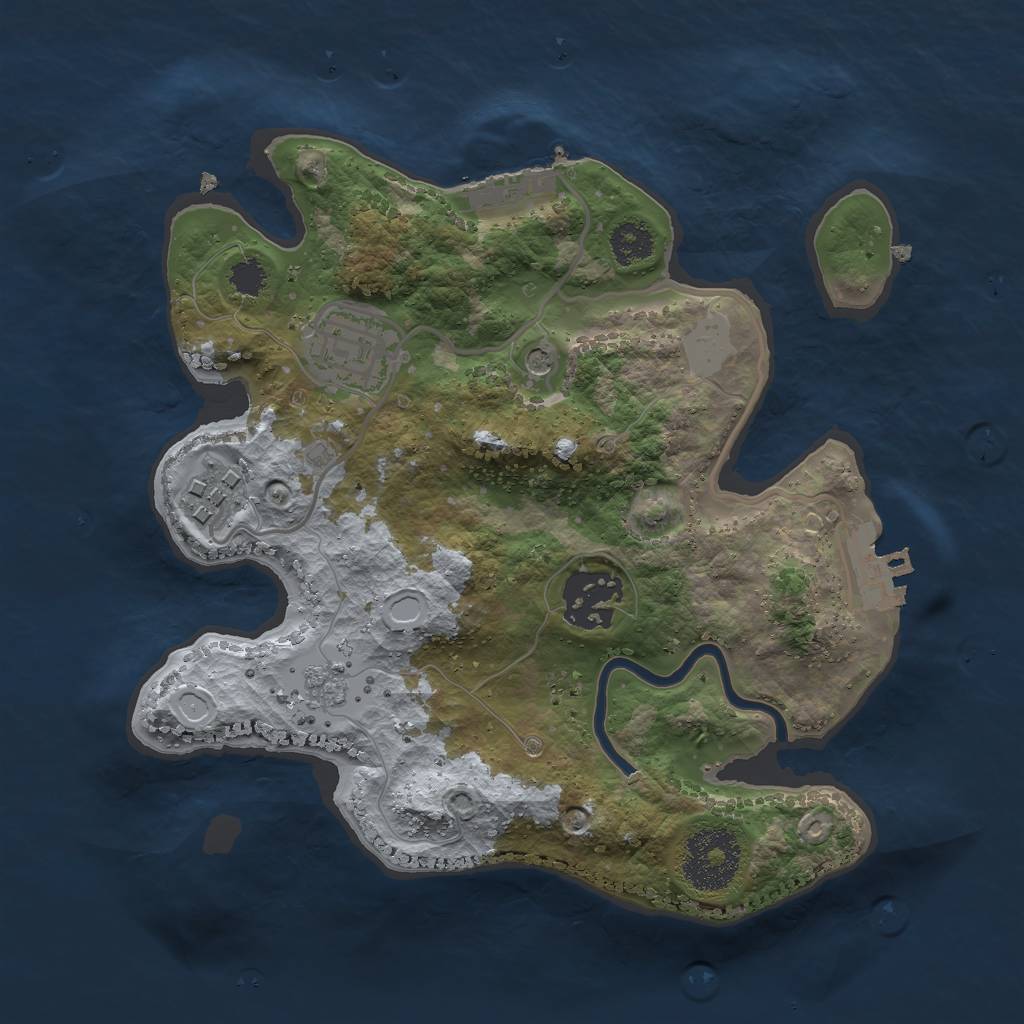 Rust Map: Procedural Map, Size: 2500, Seed: 33333, 12 Monuments