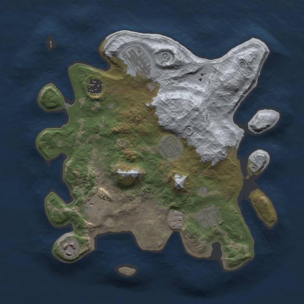 Rust Map: Barren, Size: 3000, Seed: 2027997419, 10 Monuments