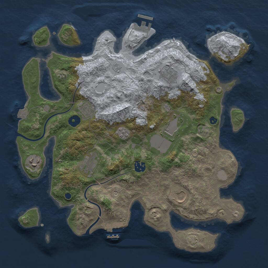 Rust Map: Procedural Map, Size: 3500, Seed: 5429333, 14 Monuments