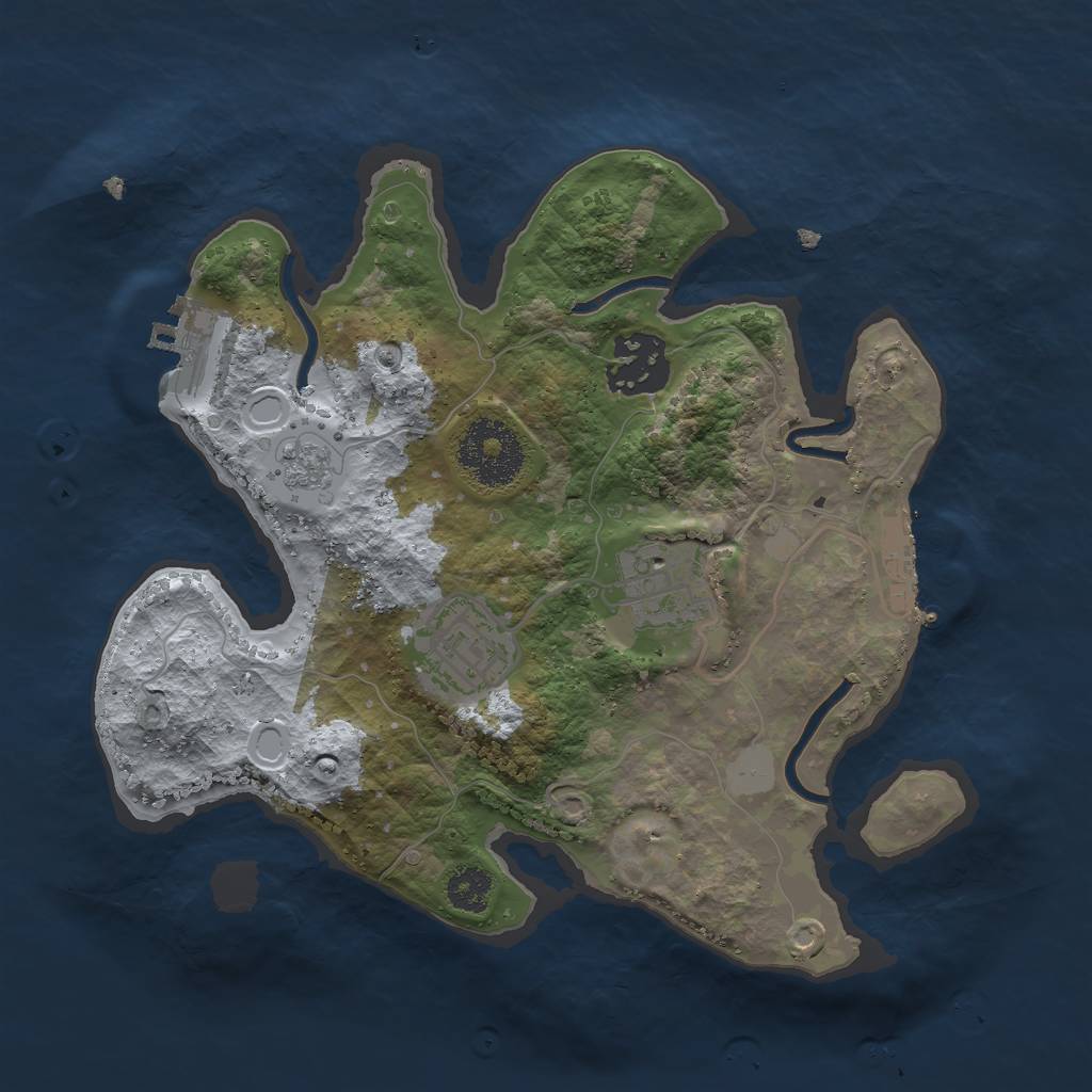 Rust Map: Procedural Map, Size: 2500, Seed: 36631, 11 Monuments