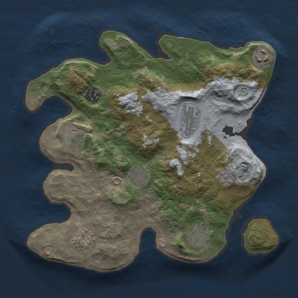 Rust Map: Barren, Size: 3000, Seed: 1310747615, 11 Monuments