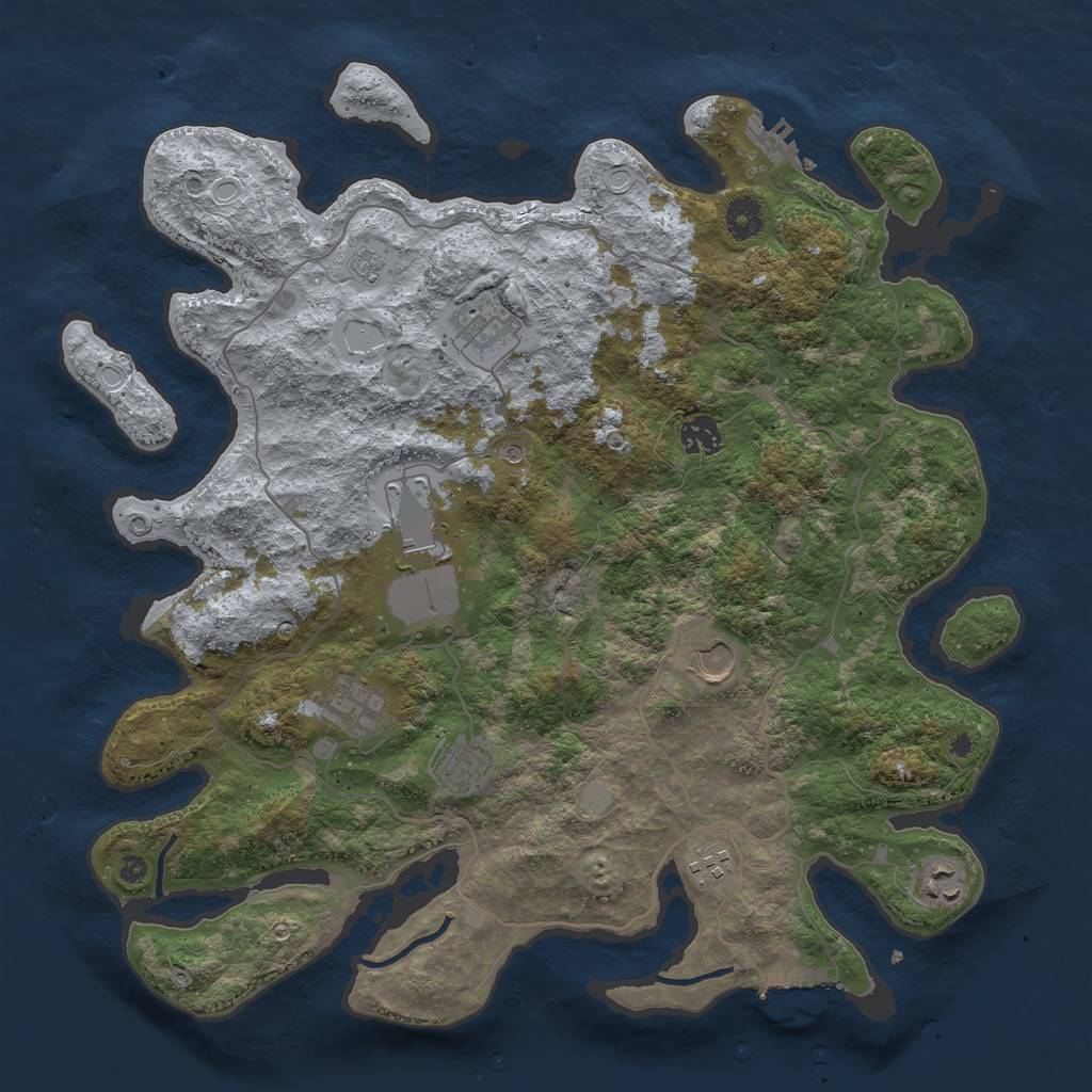 Rust Map: Procedural Map, Size: 4000, Seed: 1660422607, 17 Monuments