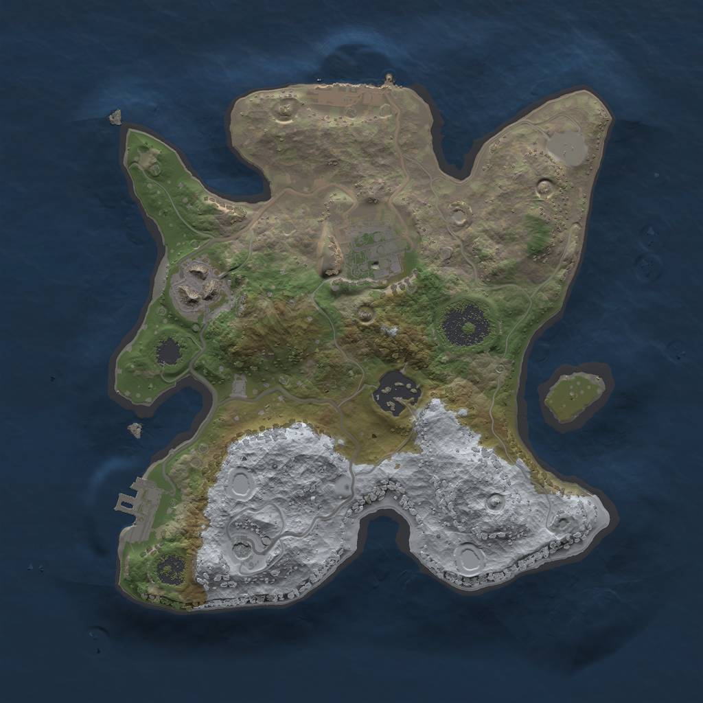 Rust Map: Procedural Map, Size: 2400, Seed: 44444, 11 Monuments