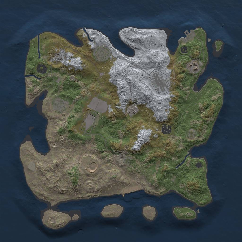 Rust Map: Procedural Map, Size: 3500, Seed: 54639352, 17 Monuments