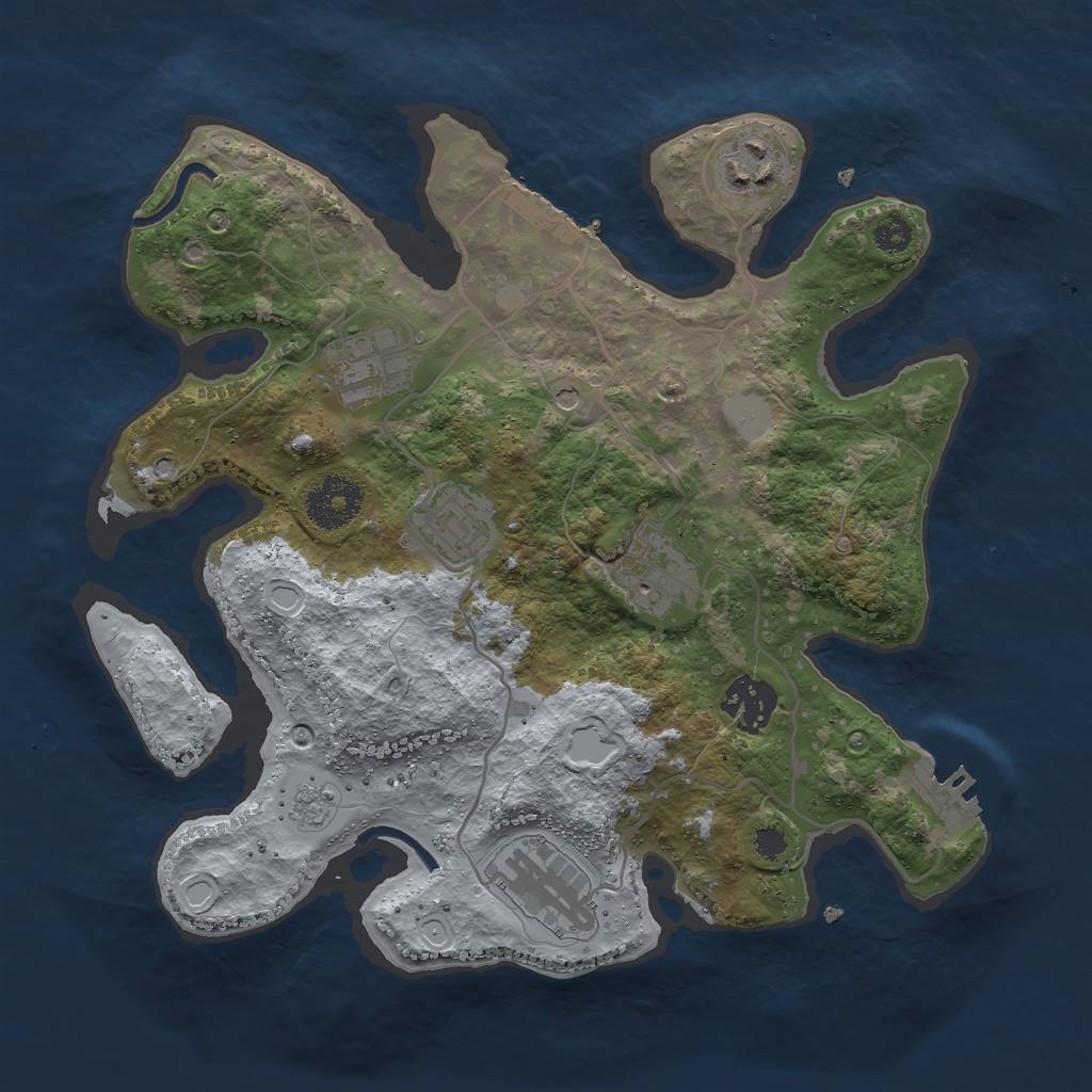 Rust Map: Procedural Map, Size: 3000, Seed: 109250890, 15 Monuments