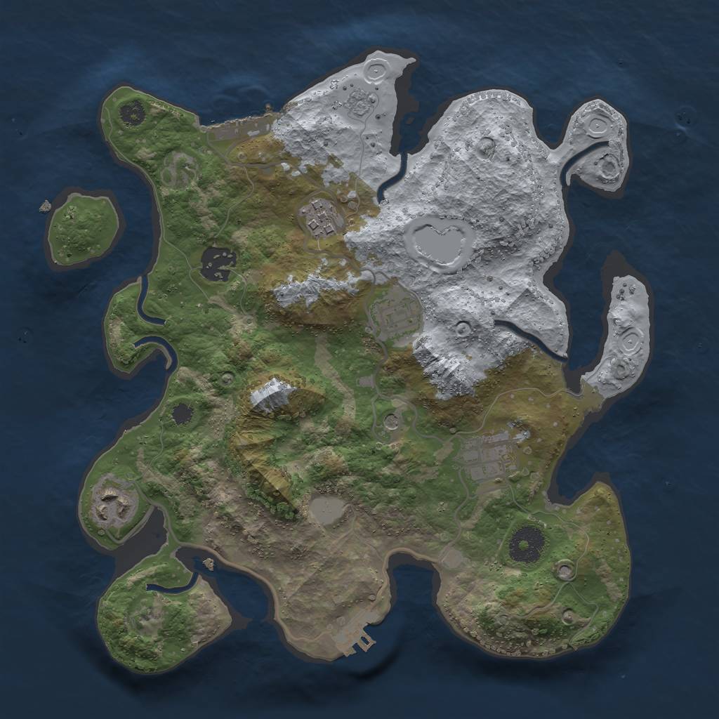 Rust Map: Procedural Map, Size: 3000, Seed: 4368, 14 Monuments