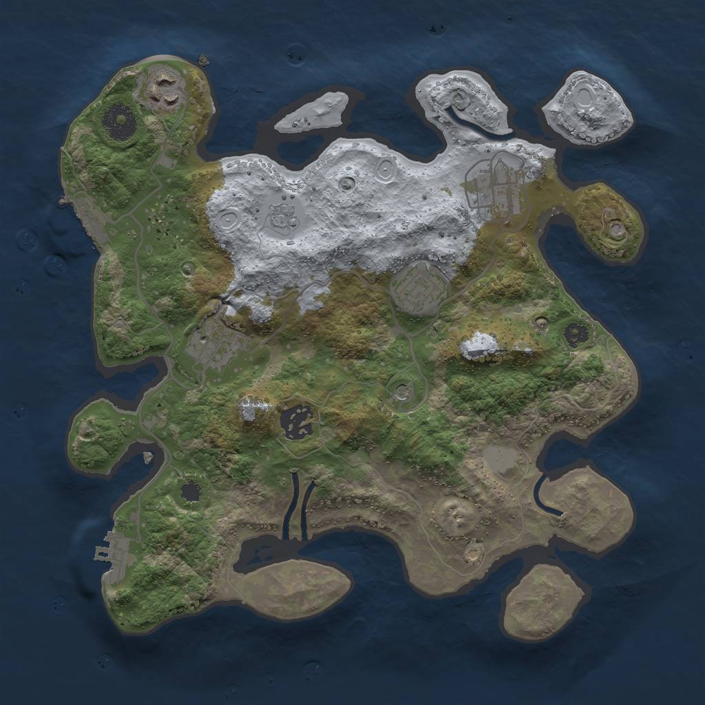 Rust Map: Procedural Map, Size: 3000, Seed: 546189, 14 Monuments
