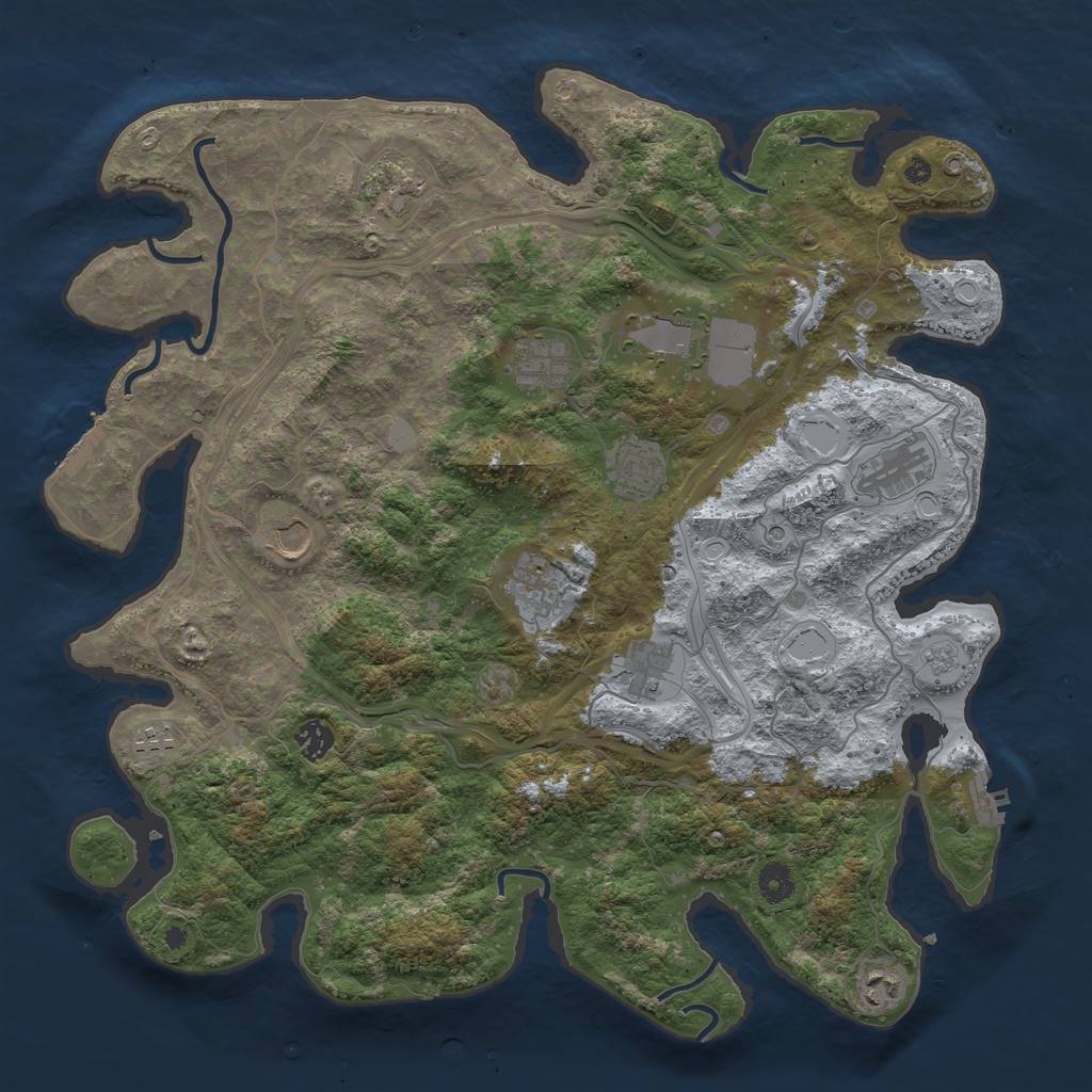 Rust Map: Procedural Map, Size: 4250, Seed: 645062800, 20 Monuments