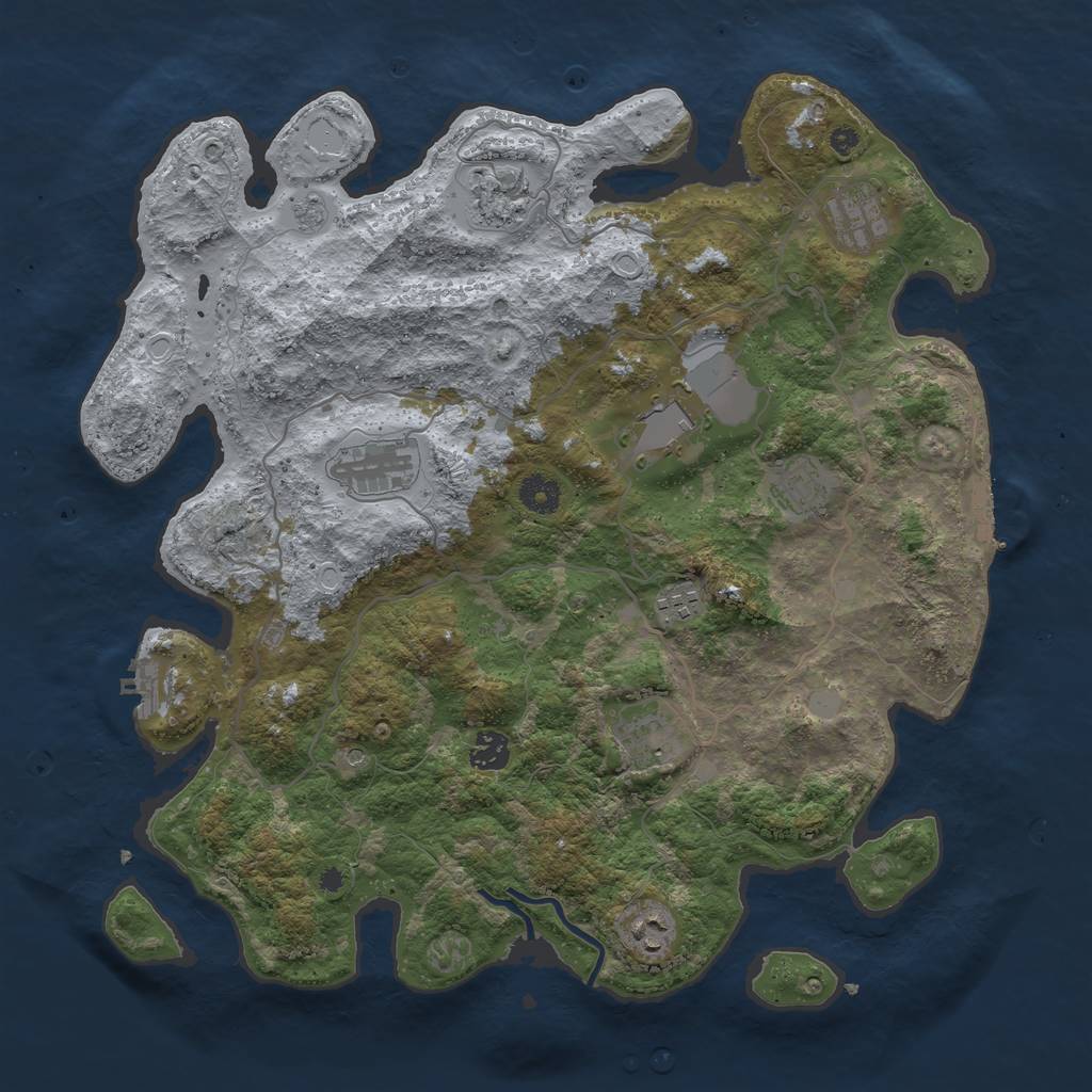 Rust Map: Procedural Map, Size: 4000, Seed: 1577652113, 18 Monuments