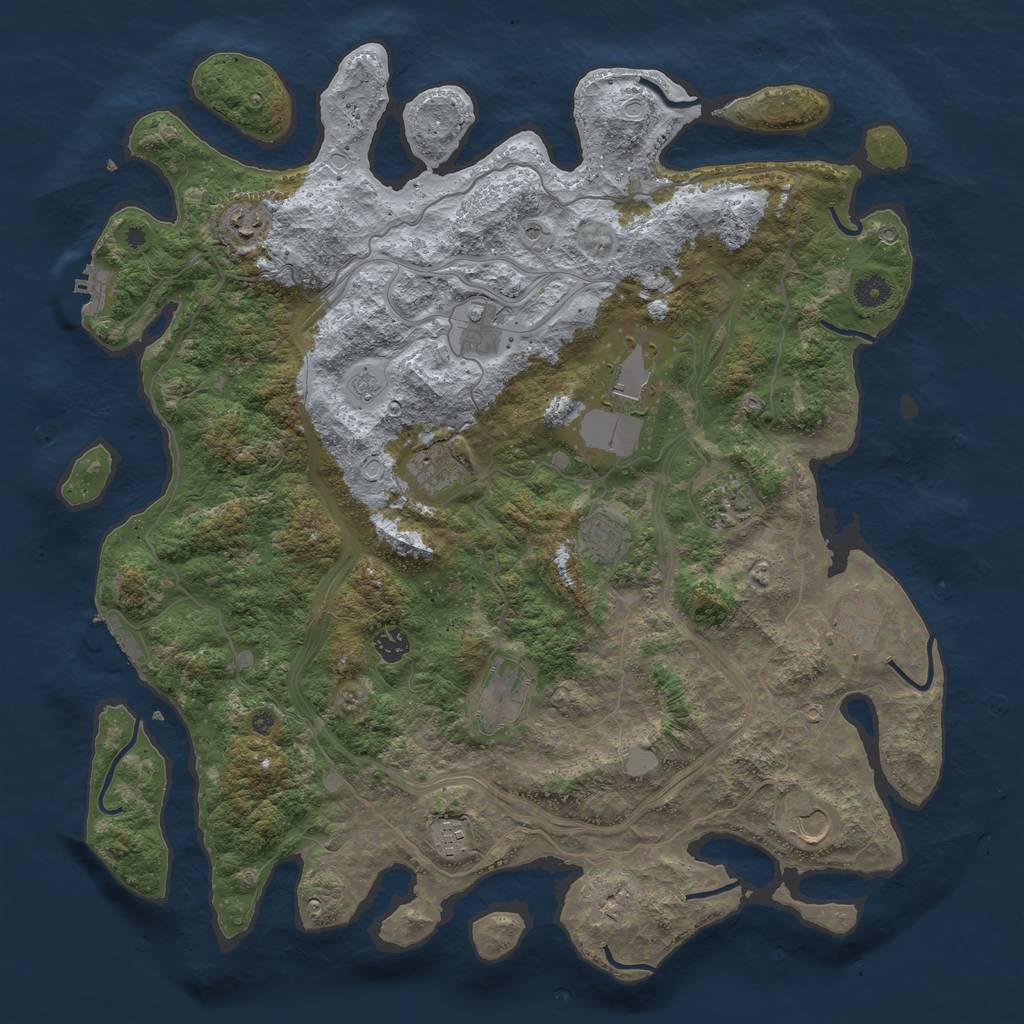 Rust Map: Procedural Map, Size: 4500, Seed: 910280935, 20 Monuments