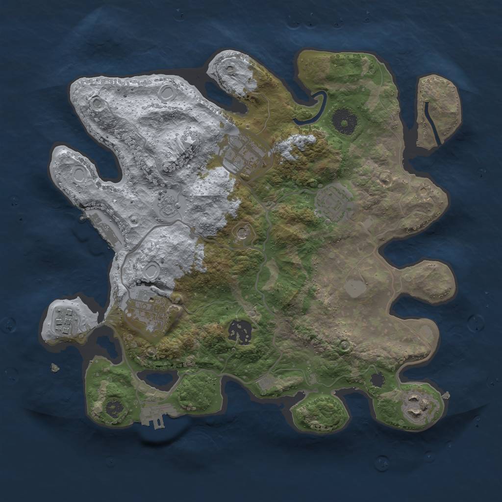 Rust Map: Procedural Map, Size: 3000, Seed: 51916, 15 Monuments