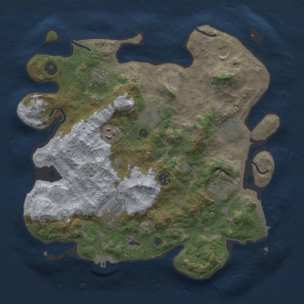 Rust Map: Procedural Map, Size: 3500, Seed: 1049353266, 18 Monuments