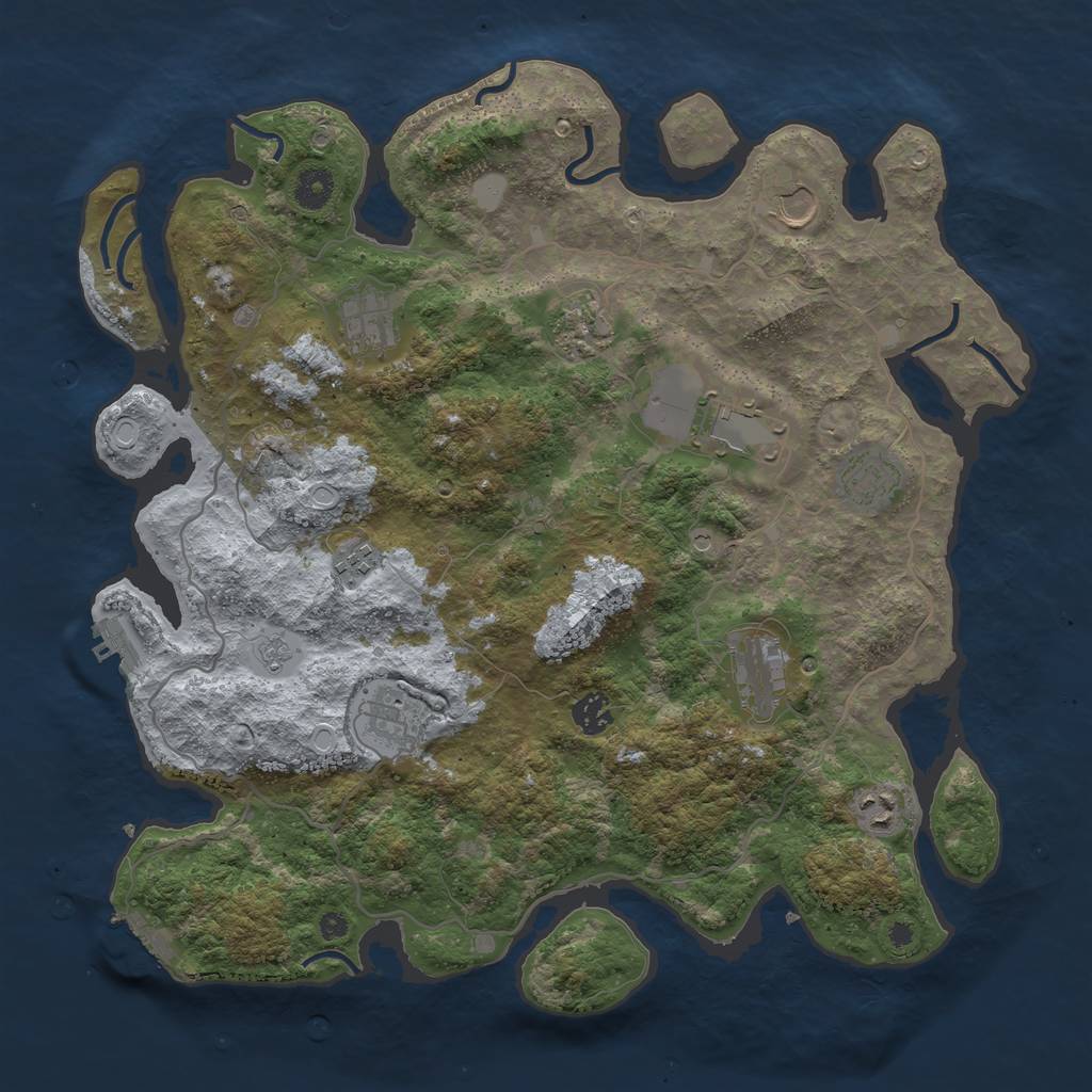 Rust Map: Procedural Map, Size: 4000, Seed: 119296565, 17 Monuments