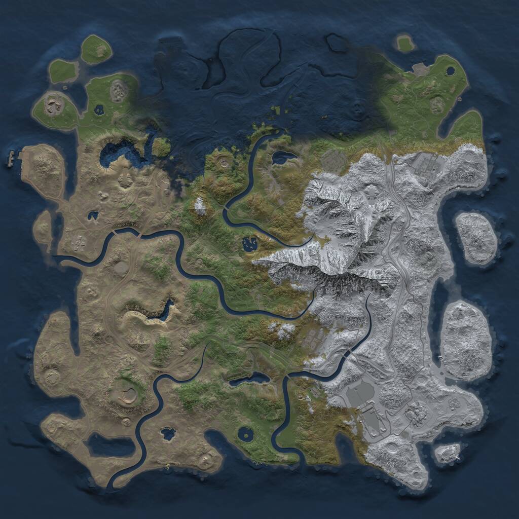 Rust Map: Procedural Map, Size: 5000, Seed: 365165669, 16 Monuments