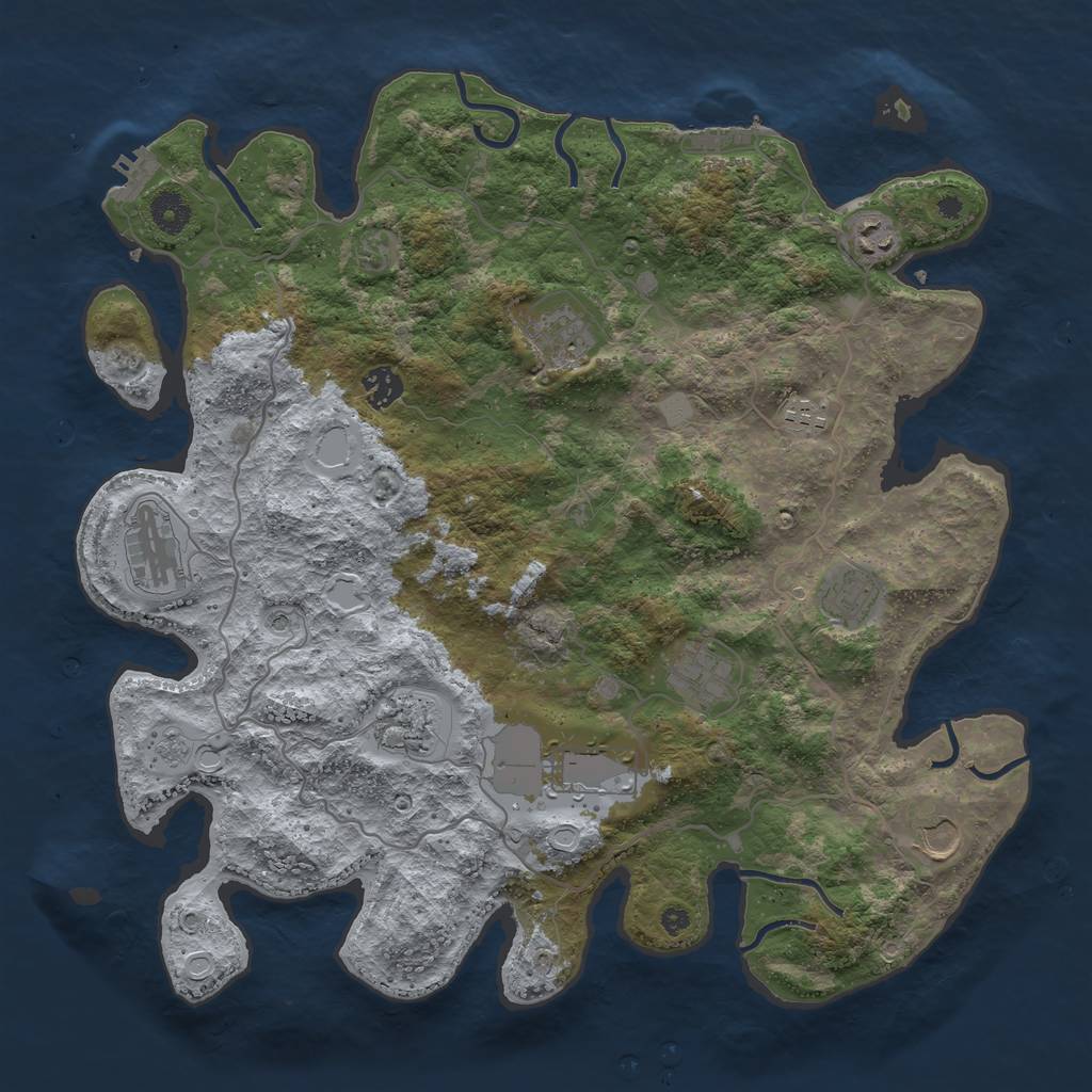 Rust Map: Procedural Map, Size: 4000, Seed: 35726, 17 Monuments