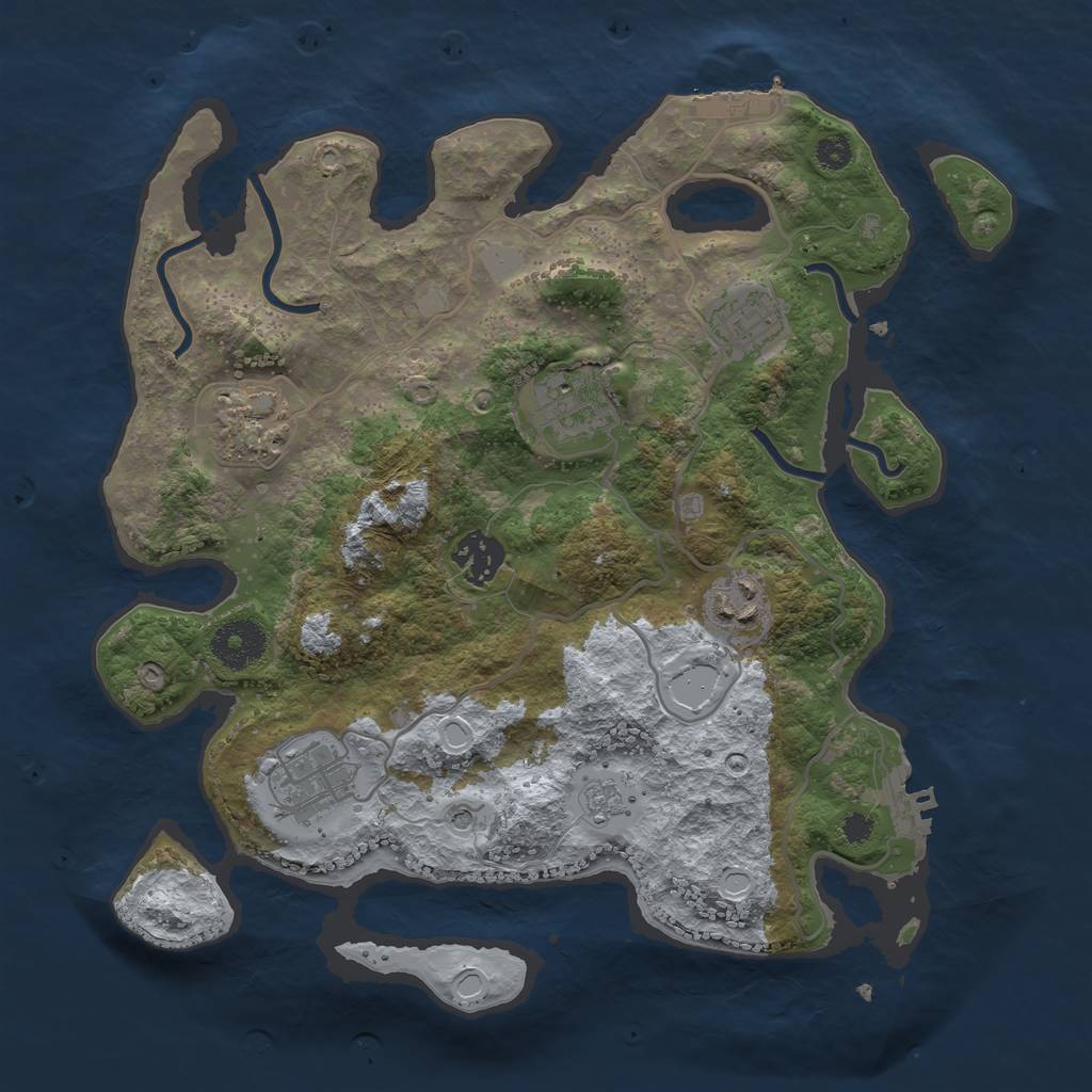 Rust Map: Procedural Map, Size: 3200, Seed: 6347, 13 Monuments