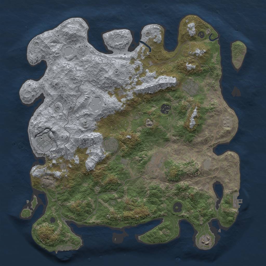 Rust Map: Procedural Map, Size: 4000, Seed: 411667848, 16 Monuments