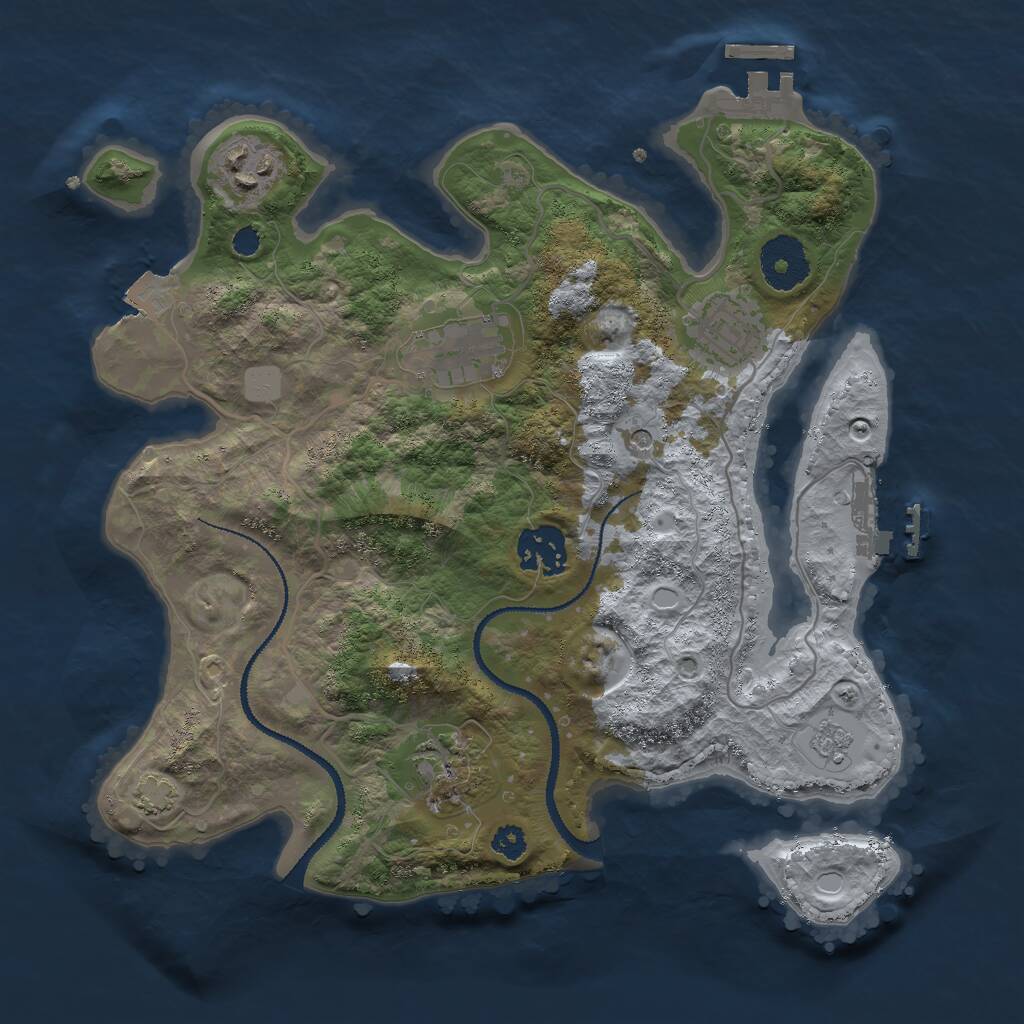 Rust Map: Procedural Map, Size: 3000, Seed: 58429, 11 Monuments