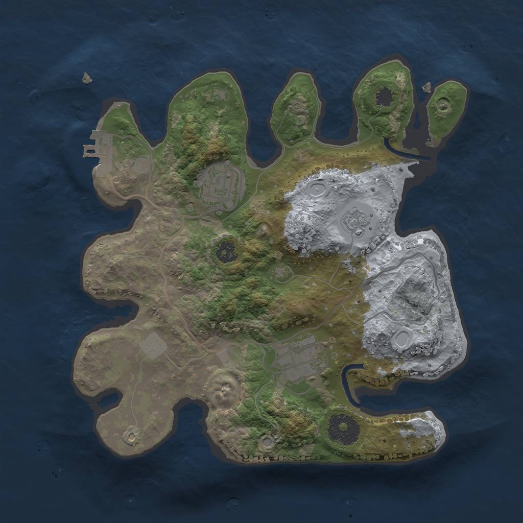 Rust Map: Procedural Map, Size: 2500, Seed: 356, 9 Monuments