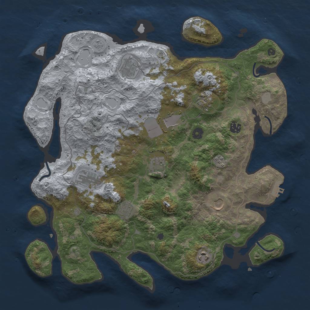 Rust Map: Procedural Map, Size: 4000, Seed: 3228347, 16 Monuments