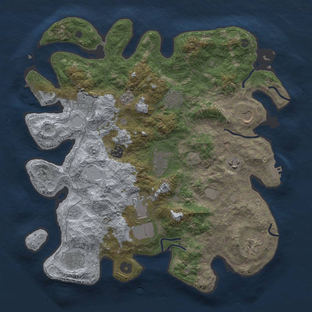 Rust Map: Procedural Map, Size: 3850, Seed: 95540563, 17 Monuments