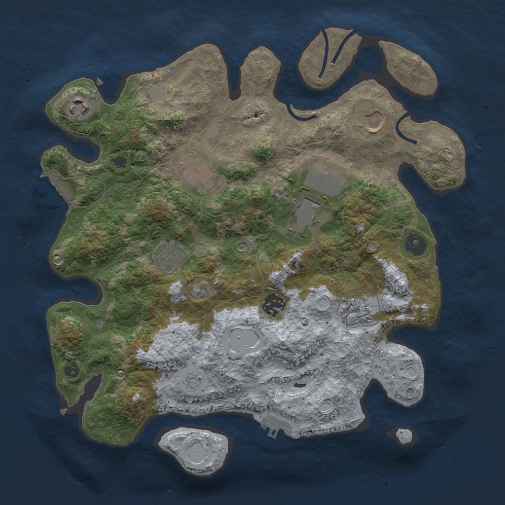 Rust Map: Procedural Map, Size: 3500, Seed: 229688528, 16 Monuments
