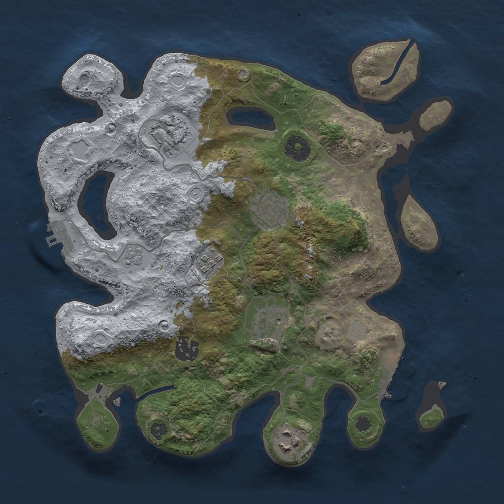 Rust Map: Procedural Map, Size: 3000, Seed: 54323411, 14 Monuments