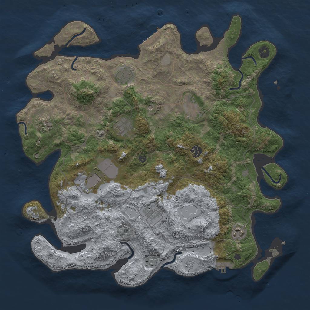 Rust Map: Procedural Map, Size: 4000, Seed: 1703826175, 18 Monuments