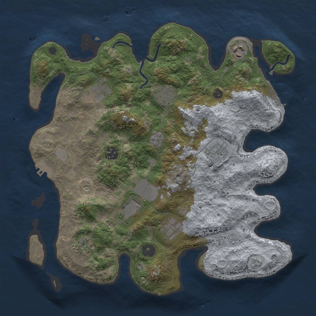 Rust Map: Procedural Map, Size: 3500, Seed: 964734589, 18 Monuments