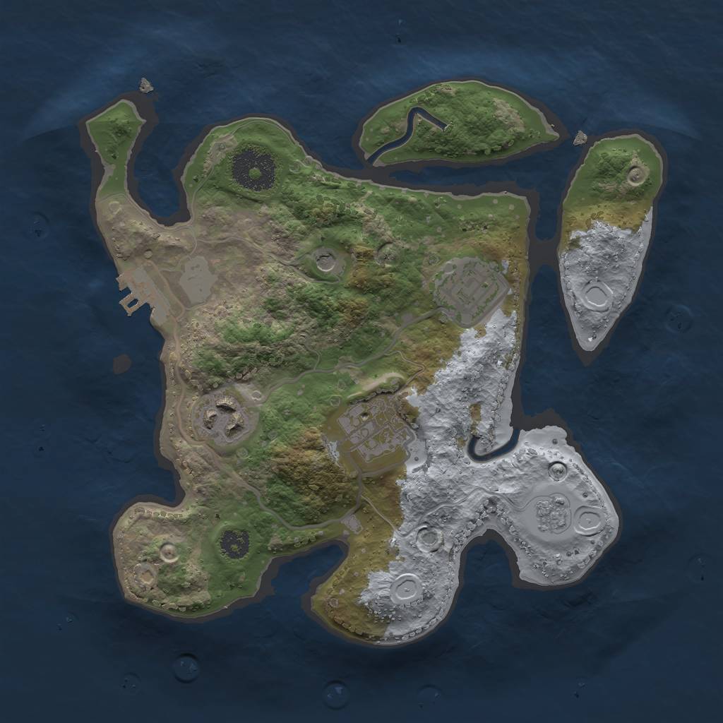 Rust Map: Procedural Map, Size: 2500, Seed: 798456212, 9 Monuments