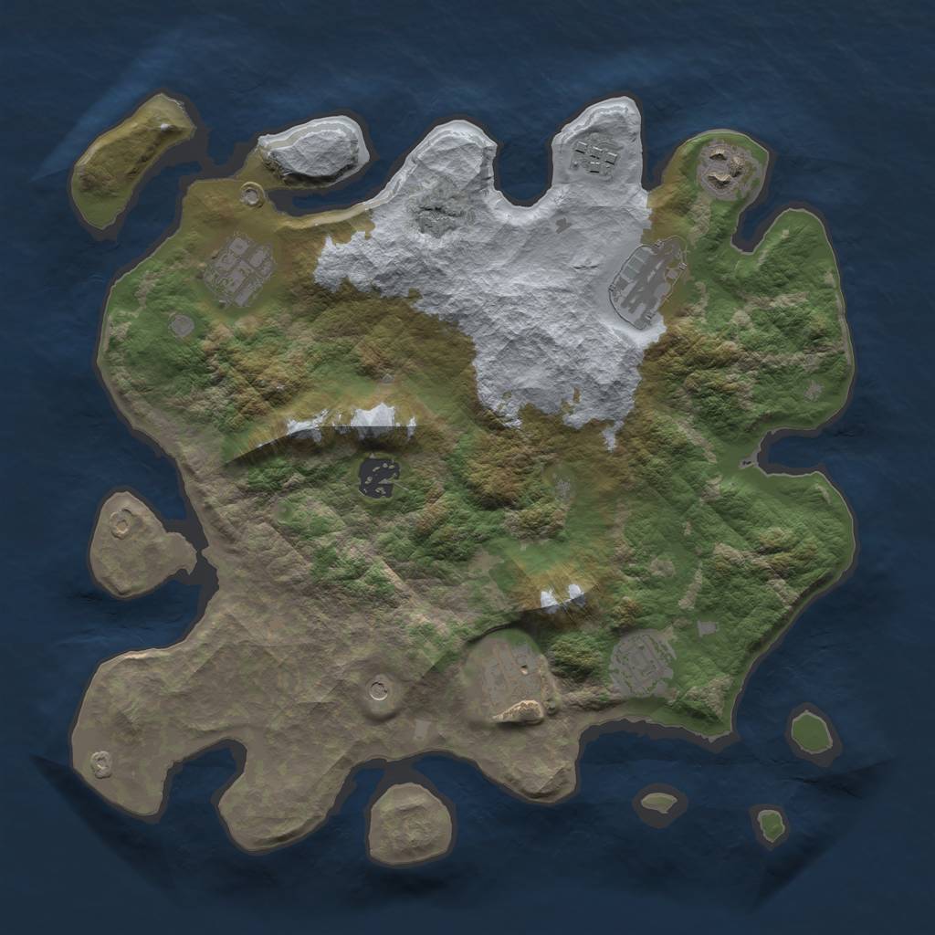 Rust Map: Barren, Size: 3300, Seed: 1908617785, 10 Monuments