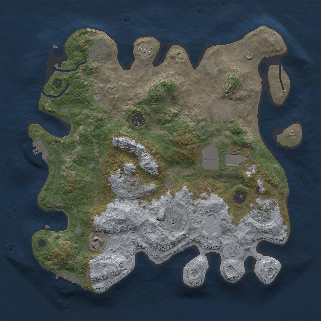 Rust Map: Procedural Map, Size: 3500, Seed: 1162122127, 17 Monuments