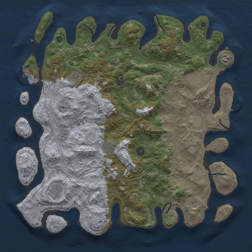 Rust Map: Procedural Map, Size: 4350, Seed: 1382523, 18 Monuments