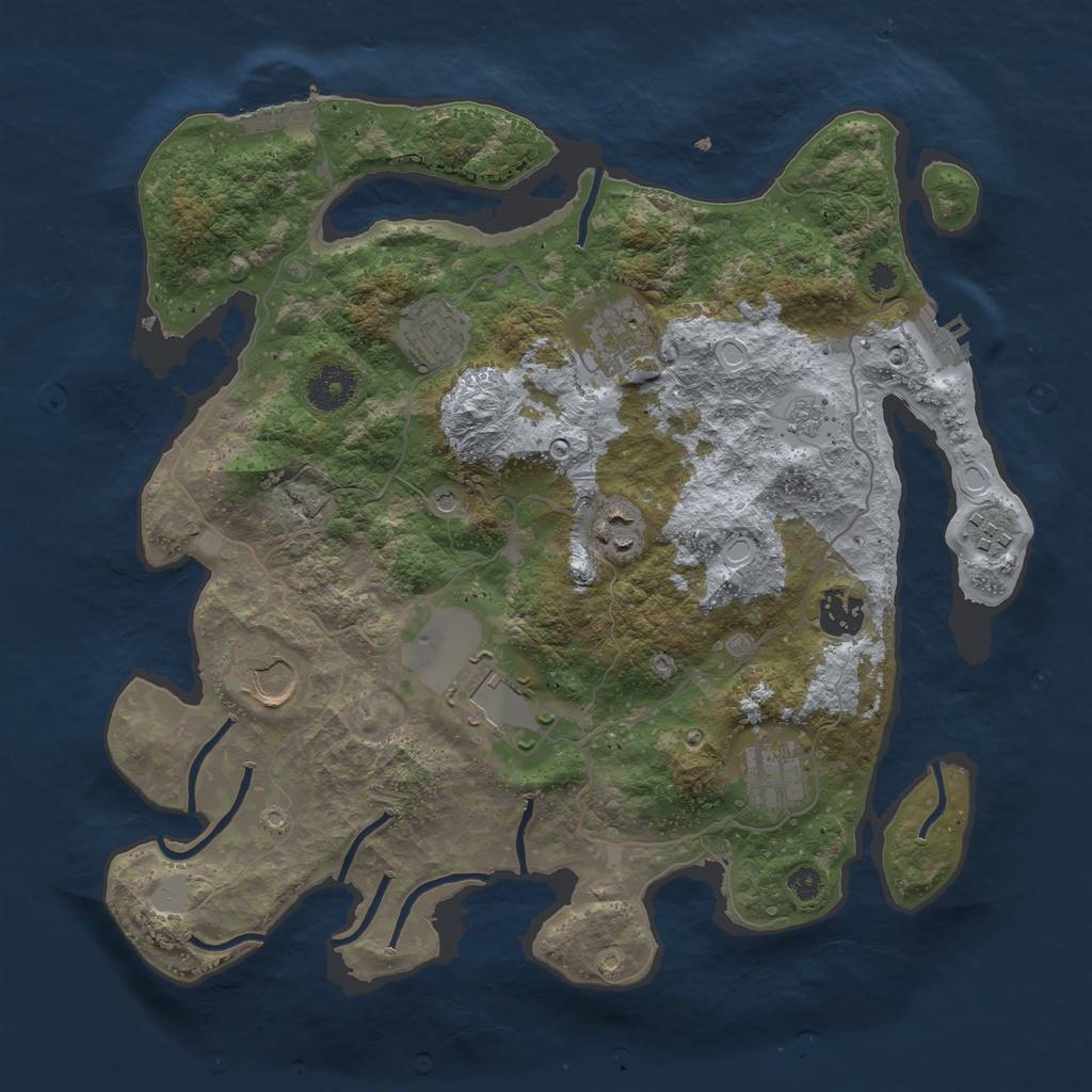 Rust Map: Procedural Map, Size: 3500, Seed: 1111122127, 17 Monuments