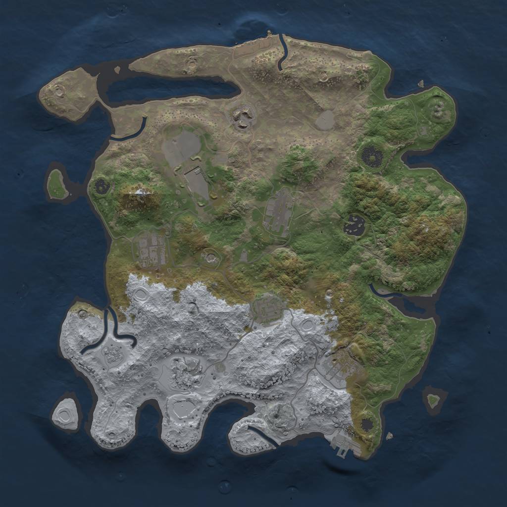 Rust Map: Procedural Map, Size: 3500, Seed: 577333583, 17 Monuments