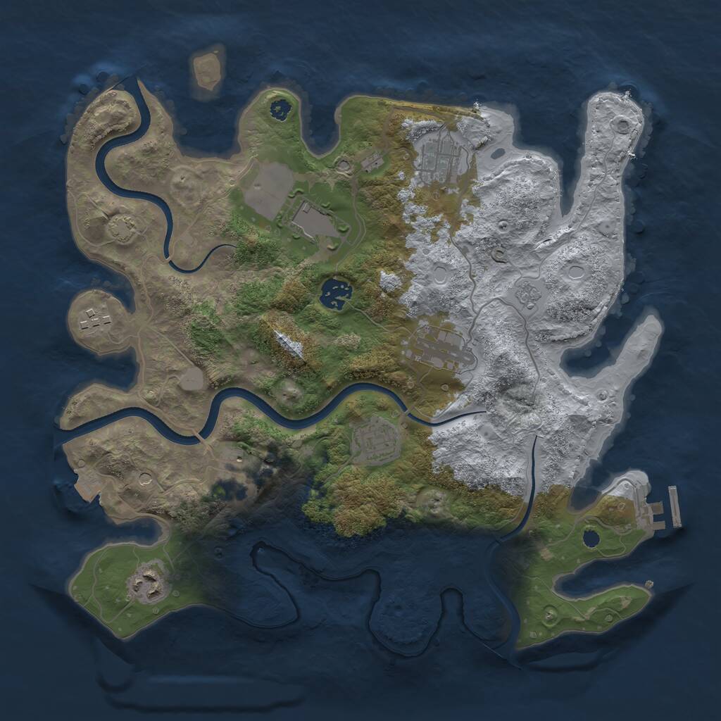 Rust Map: Procedural Map, Size: 3500, Seed: 516, 13 Monuments