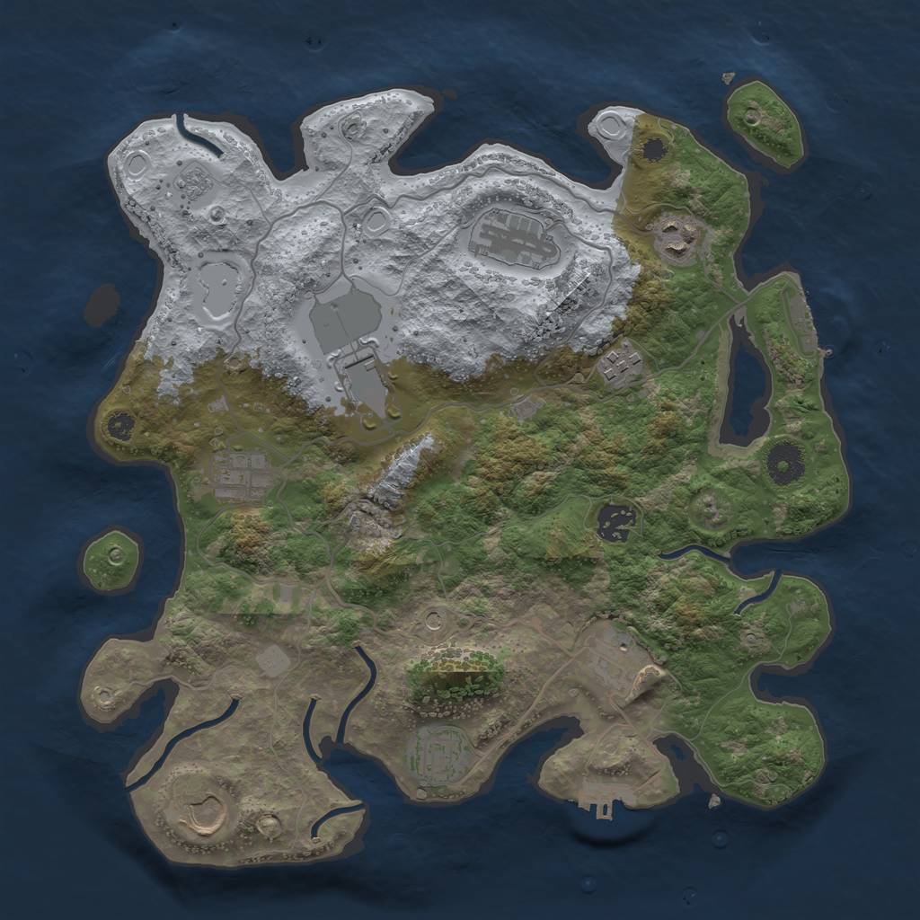 Rust Map: Procedural Map, Size: 3500, Seed: 75972322, 18 Monuments