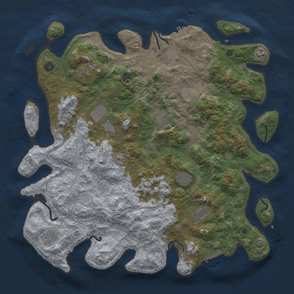 Rust Map: Procedural Map, Size: 4600, Seed: 9999, 19 Monuments