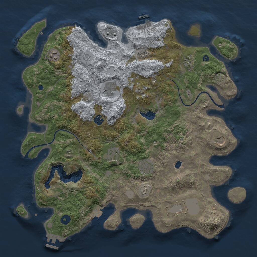 Rust Map: Procedural Map, Size: 4000, Seed: 1044392525, 15 Monuments
