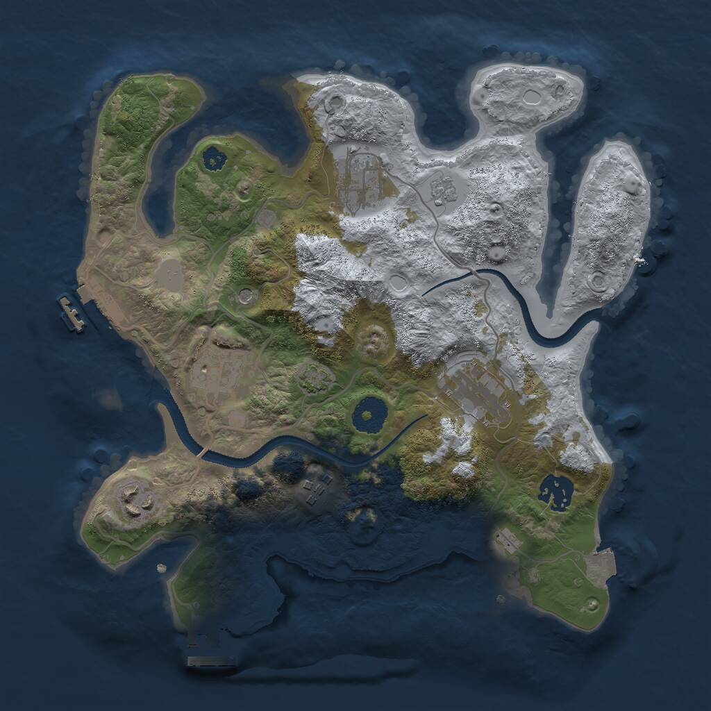 Rust Map: Procedural Map, Size: 3000, Seed: 33595, 12 Monuments