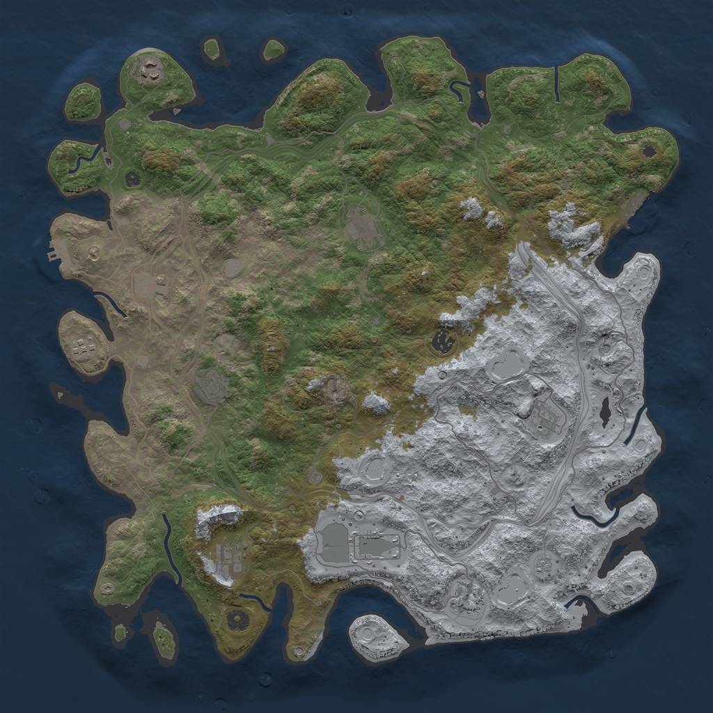 Rust Map: Procedural Map, Size: 4800, Seed: 1355373578, 19 Monuments
