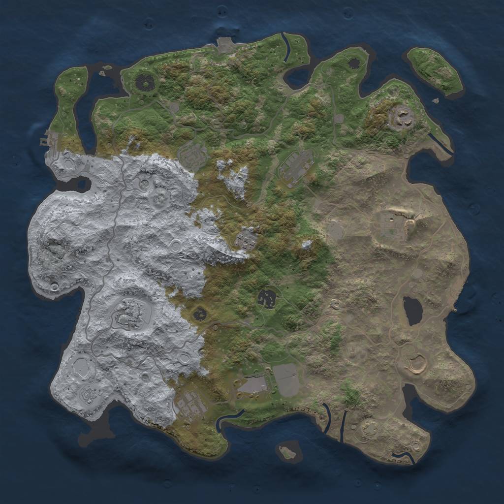 Rust Map: Procedural Map, Size: 4000, Seed: 198765, 18 Monuments