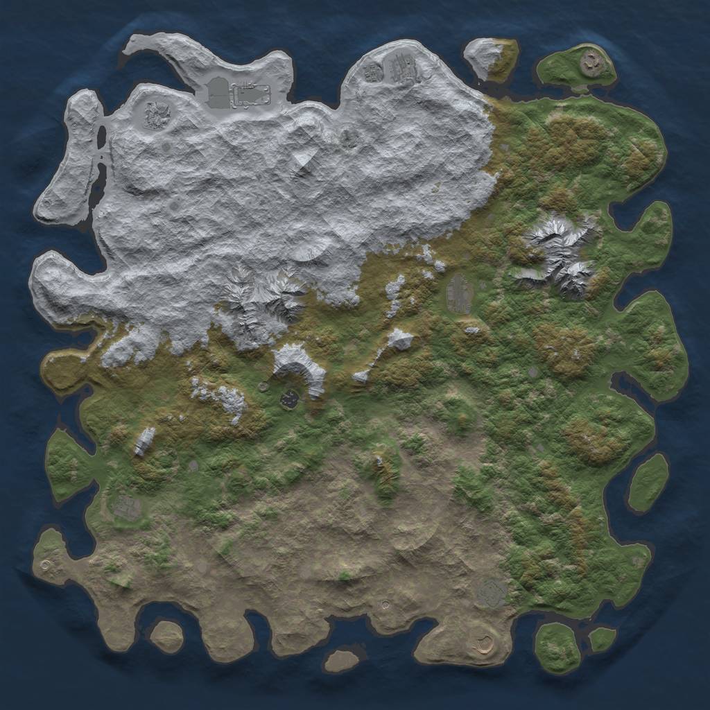 Rust Map: Barren, Size: 6000, Seed: 14000, 13 Monuments